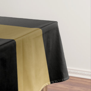 Gold & Black Stripes Geometric Pattern Tablecloth