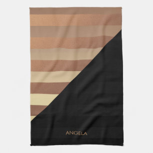 Gold Black Stripes Kitchen Towel