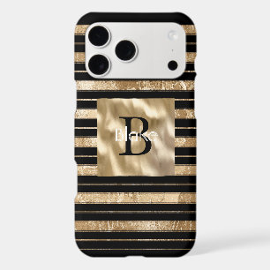 Gold Black Stripes Monogram Name