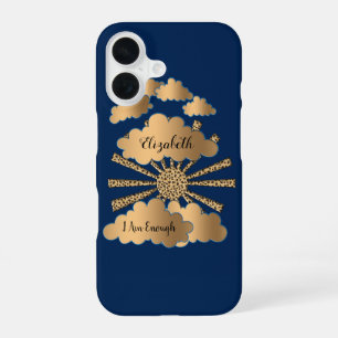 Gold Black Stylish Elegant Script Chic Personalize iPhone 16 Case