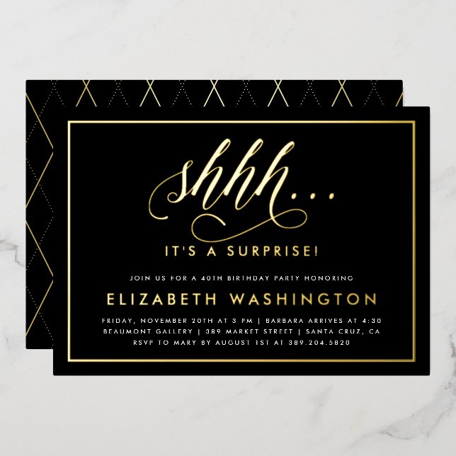 Gold & Black Surprise Birthday Party (Front/Back)