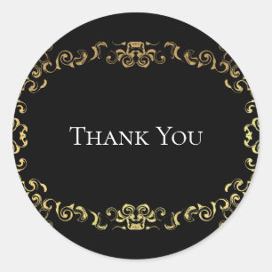 Gold & Black Swirl Gothic Wedding Classic Round Sticker