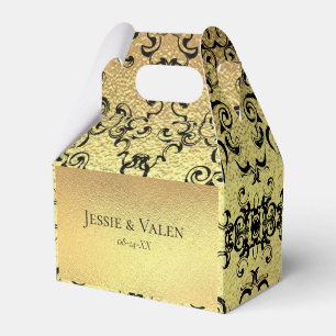 Gold & Black Swirl Gothic Wedding Favor Box