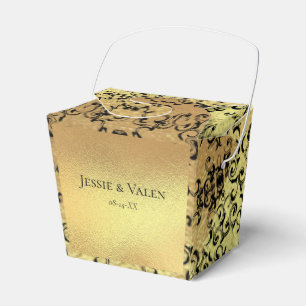 Gold & Black Swirl Gothic Wedding Favor Box