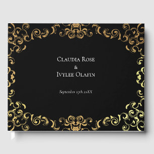Gold & Black Swirl Gothic Wedding Guest Book
