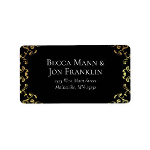 Gold & Black Swirl Gothic Wedding Label