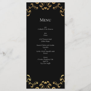 Gold & Black Swirl Gothic Wedding Menu