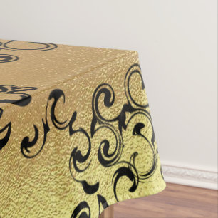 Gold & Black Swirl Gothic Wedding Tablecloth