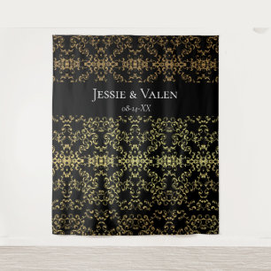 Gold & Black Swirl Gothic Wedding Tapestry