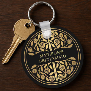 Gold Black Sword Bridesmaid Royal Wedding Gift Keychain