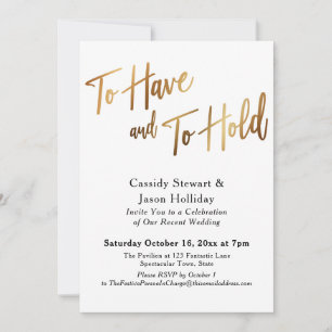 Gold Black To Have and To Hold Bokeh Reception Invitation