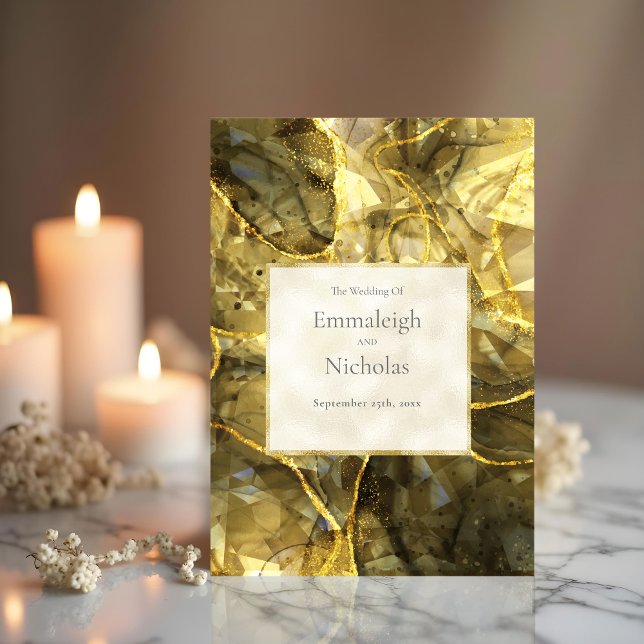 Gold Black Topaz Gemstone Wedding Programs Tri-Fold Programme (Creator Uploaded)