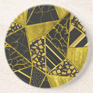 Gold Black Triangle Texture Illusion Coaster