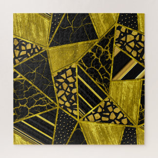 Gold Black Triangle Texture Illusion Jigsaw Puzzle