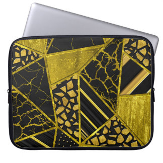 Gold Black Triangle Texture Illusion Laptop Sleeve