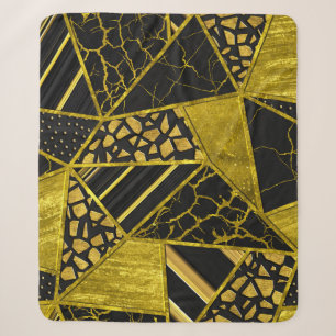 Gold Black Triangle Texture Illusion Sherpa Blanket