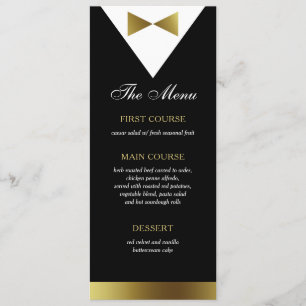 Gold & Black Tuxedo Menu Card, Modern, Formal
