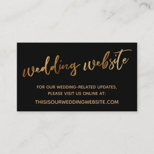 Gold & Black Typography Wedding Website Card