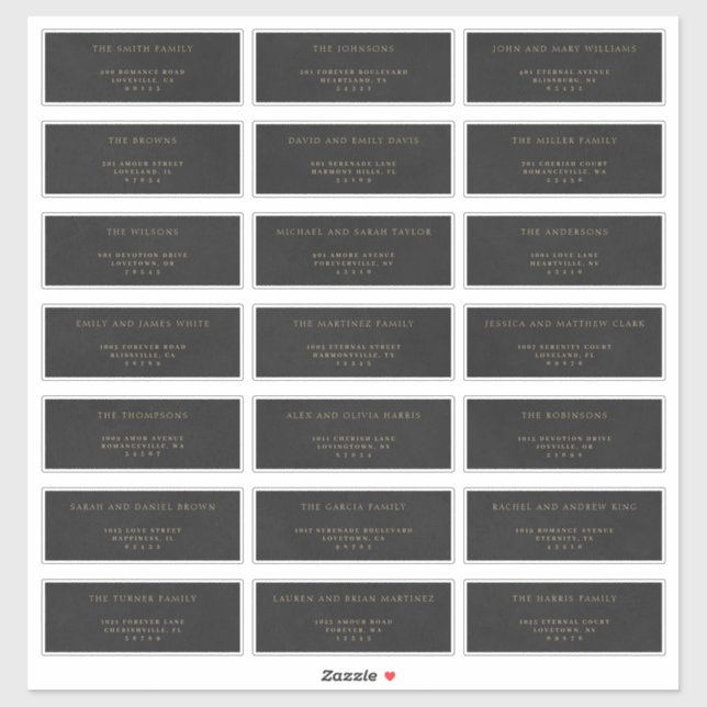 Gold & Black Velvet Imitation Guest Address Labels (Sheet)