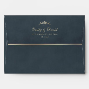Gold & Black Velvet Texture Wedding Envelope