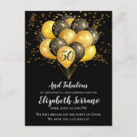 Gold Black Virtual 50th Birthday Party