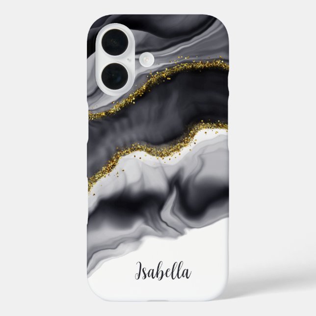 Gold Black Watercolor Personalize Case-Mate iPhone Case (Back)