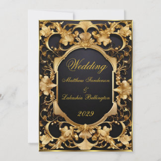 Gold Black Wedding Beautiful Modern Celebration Invitation