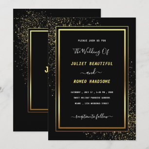 Gold Black Wedding Invitation - Luxury Invite Card
