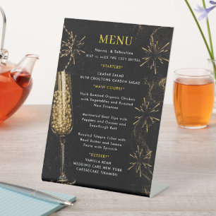 Gold Black Wedding Menu Pedestal Sign