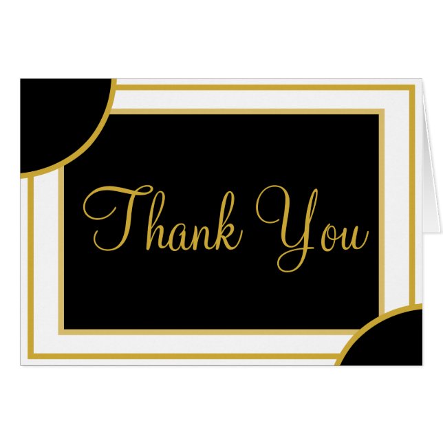 Gold Black Wedding Thank You Geometric (Front Horizontal)