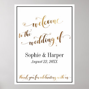 Gold & Black Welcome to Wedding Typography Sign
