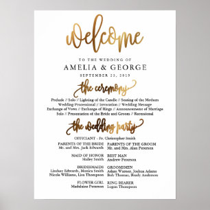 Gold Black Welcome wedding program sign