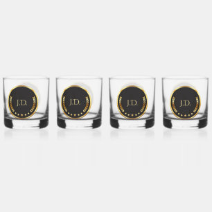 Gold & Black Whiskey Glass