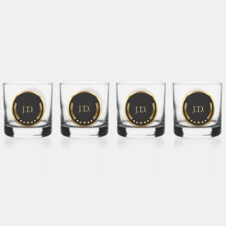 Gold & Black Whiskey Glass
