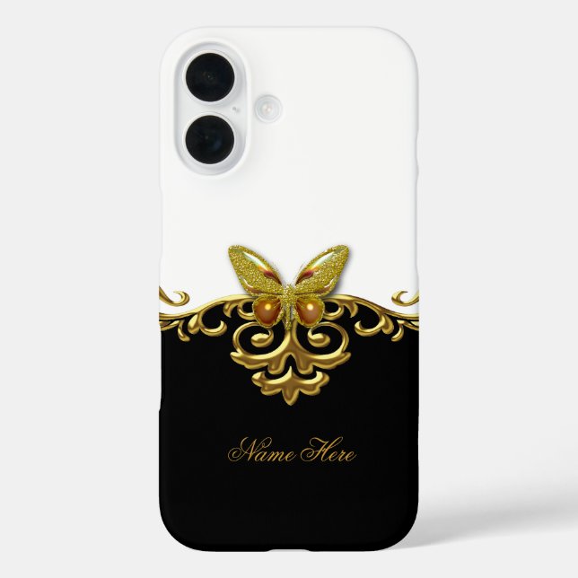 Gold Black White Butterfly Case-Mate iPhone Case (Back)
