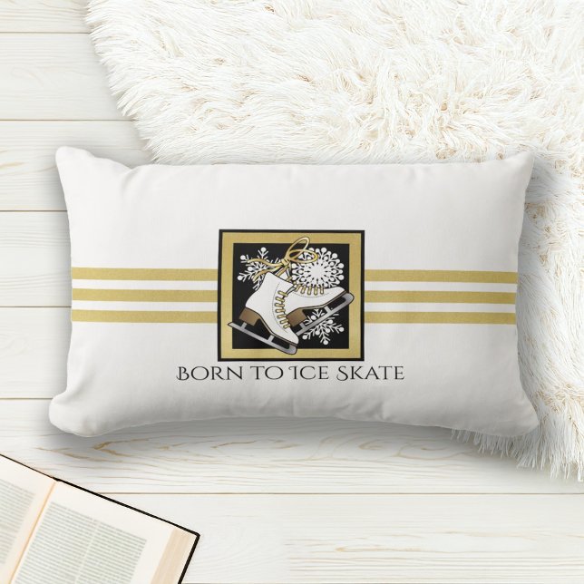Gold Black White Ice Skating / Figure Skating Lumbar Pillow (Creator Uploaded)