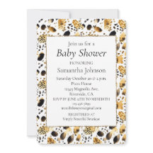 Gold Black White Leopard Print