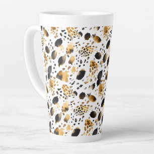 Gold Black White Leopard Print Latte Mug