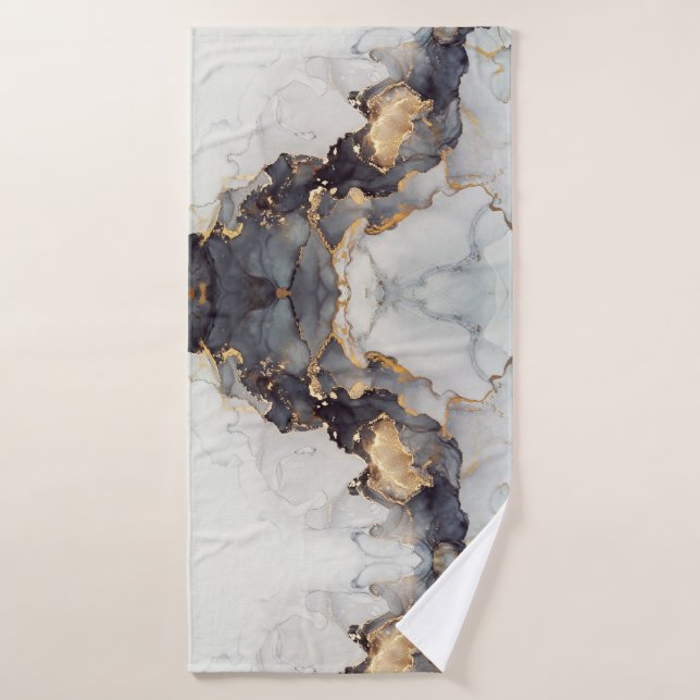 Gold Black White Marble Pretty Bath Towel (Bath Towel)