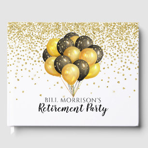 Gold Black White Retirement Party Guest Book