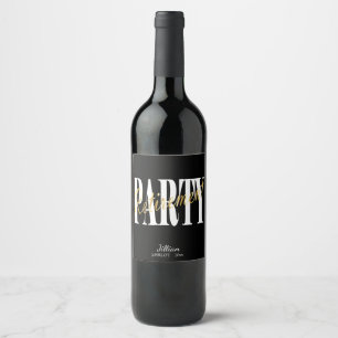 Gold, Black & White Retirement Party Wine Label