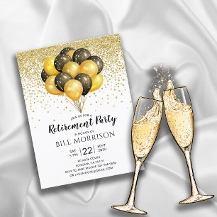 Gold Black White Retraite Invitation Carte postale
