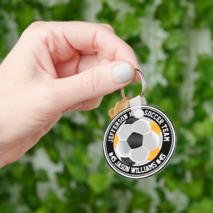 Gold, Black & White Soccer ⚽ Keychain