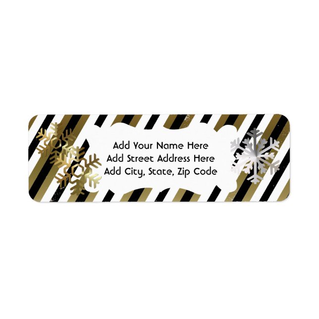 Gold, Black, White Stripe Return Address Label (Front)