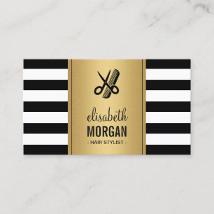 Gold Black White Stripes Hair Stylist Appointment