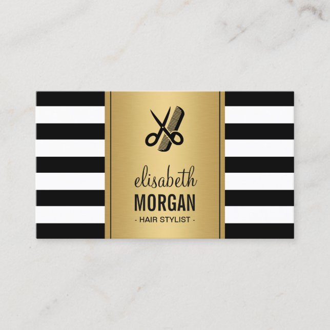Gold Black White Stripes Hair Stylist Appointment (Front)