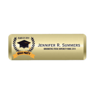 Gold, Black & Yellow Wreath With Graduation Hat