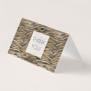 Gold Black Zebra Print Glitter Thank you