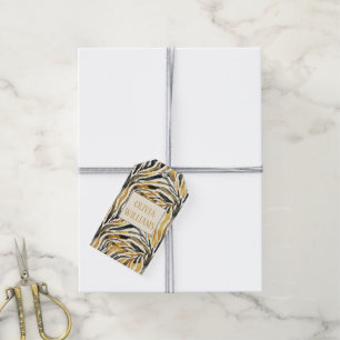 Gold Black Zebra Print Pattern Gift Tags