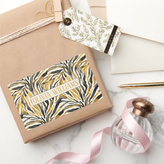 Gold Black Zebra Print Pattern Sticker (Gifting)